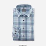 OLYMP oblačila 2DD6J1567 luxor comfort fit, poslovna srajca, pod gumbi, aqua