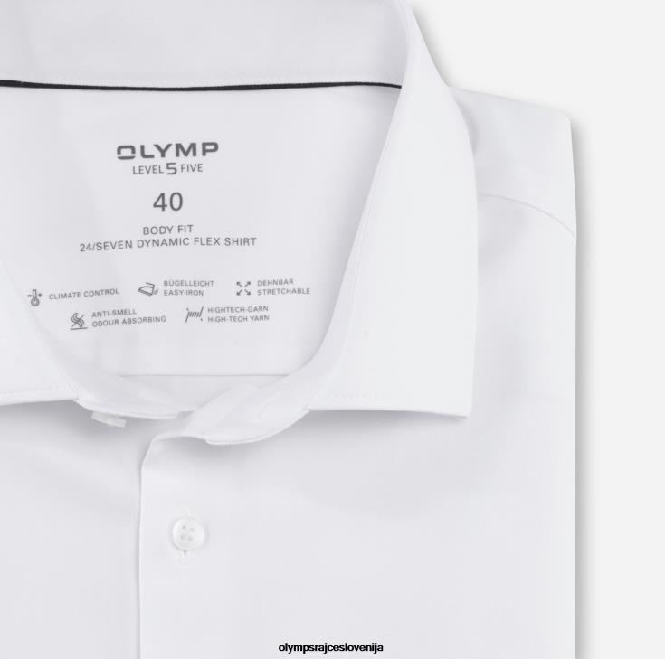 OLYMP oblačila 2DD6J461 level five 24/7 body fit, poslovna srajca, moderen kent, bela - Image 2