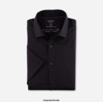 OLYMP oblačila 2DD6J468 level five 24/7 body fit, poslovna srajca, moderen kent, črna