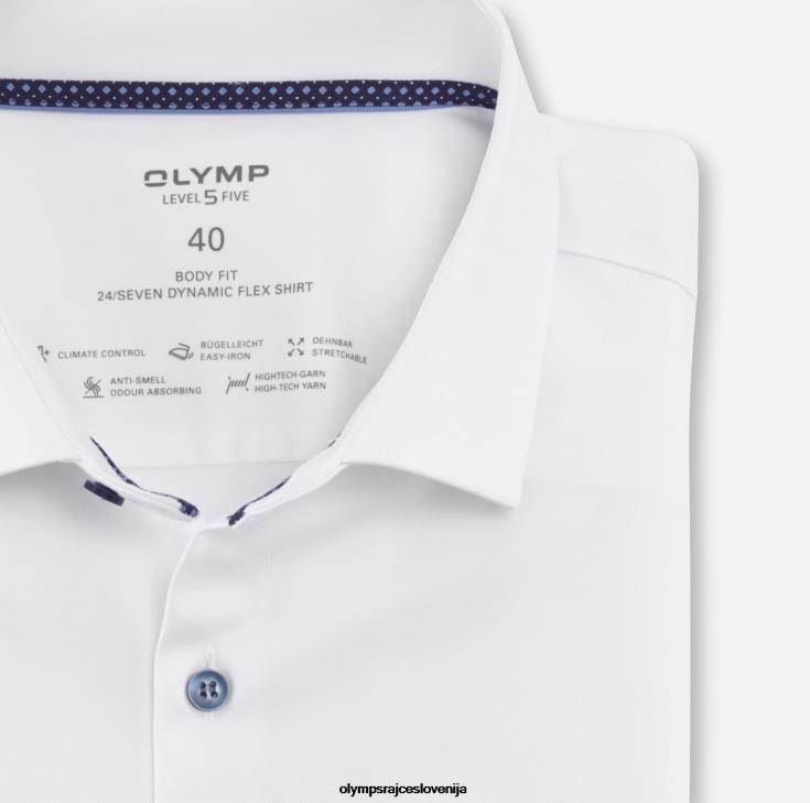OLYMP oblačila 2DD6J567 level five 24/7 body fit, poslovna srajca, moderen kent, bela - Image 2