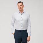 OLYMP oblačila 2DD6J575 level pet body fit, poslovna srajca, new york kent, modra