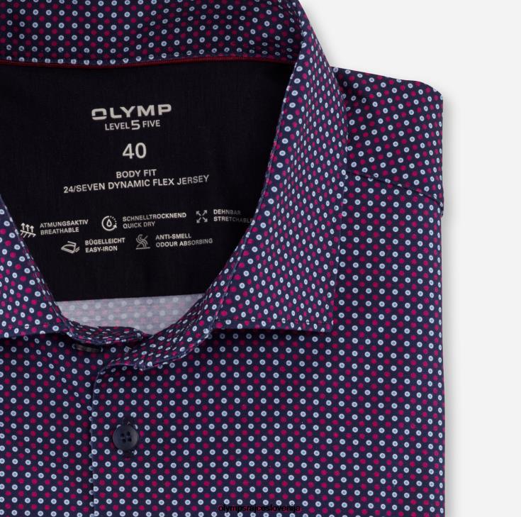 OLYMP oblačila 2DD6J678 stopnja pet 24/7 body fit, poslovna srajca, moderni kent, fuksija - Image 2
