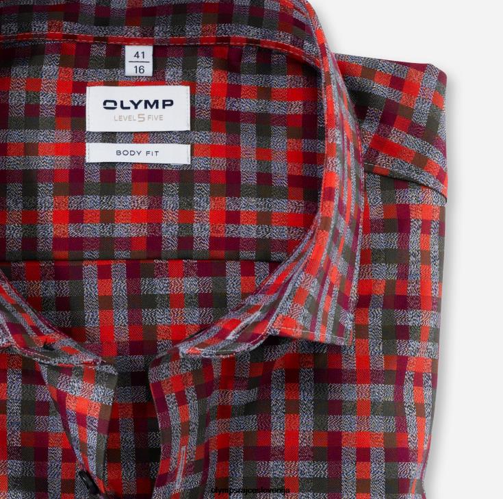 OLYMP oblačila 2DD6J776 body fit pete stopnje, poslovna srajca, moderen kent, rdeče oranžna - Image 2