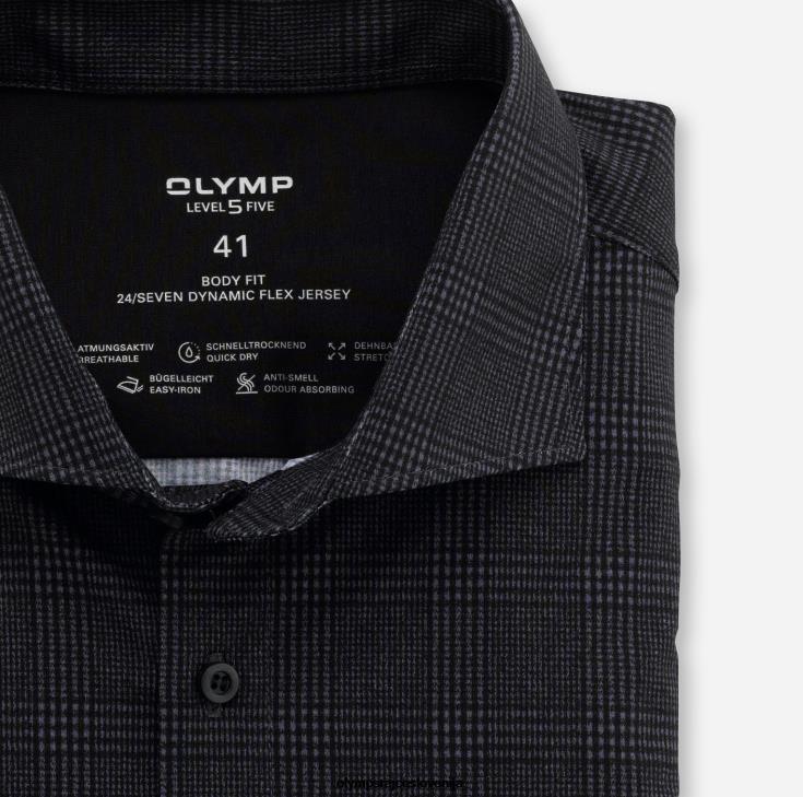 OLYMP oblačila 2DD6J789 level five 24/7 body fit, poslovna srajca, kent, črna - Image 2