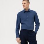 OLYMP oblačila 2DD6J854 level pet body fit, poslovna srajca, new york kent, smoke blue