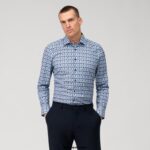 OLYMP oblačila 2DD6J870 level five fit, poslovna srajca, ekstra dolgi dolgi rokavi, new york kent, modra