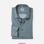 OLYMP oblačila 2DD6J879 level five fit, poslovna srajca, dolgi rokavi, ekstra dolgi, moderni kent, olivna